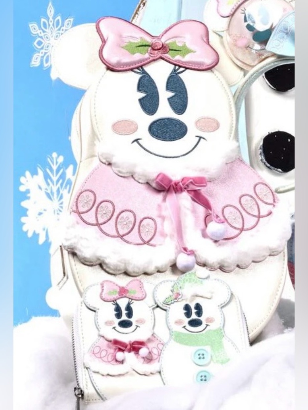 NWOT Loungefly Disney Minnie Pastel
Figural Snowman Mini
Backpack+wallet SET